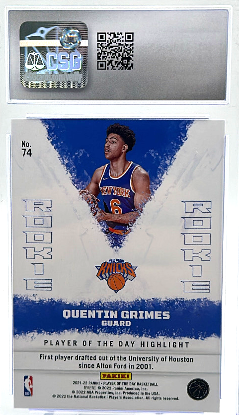 2021-22 Panini Player of the Day - Quentin Grimes 74 - Moon Lava /199 - CSG CGC 8.5