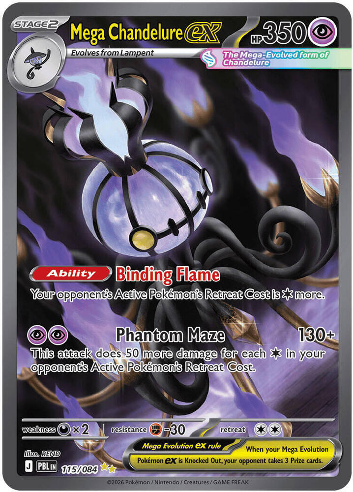 Mega Chandelure ex - 115/084 - ME05: Pitch Black (PBL)