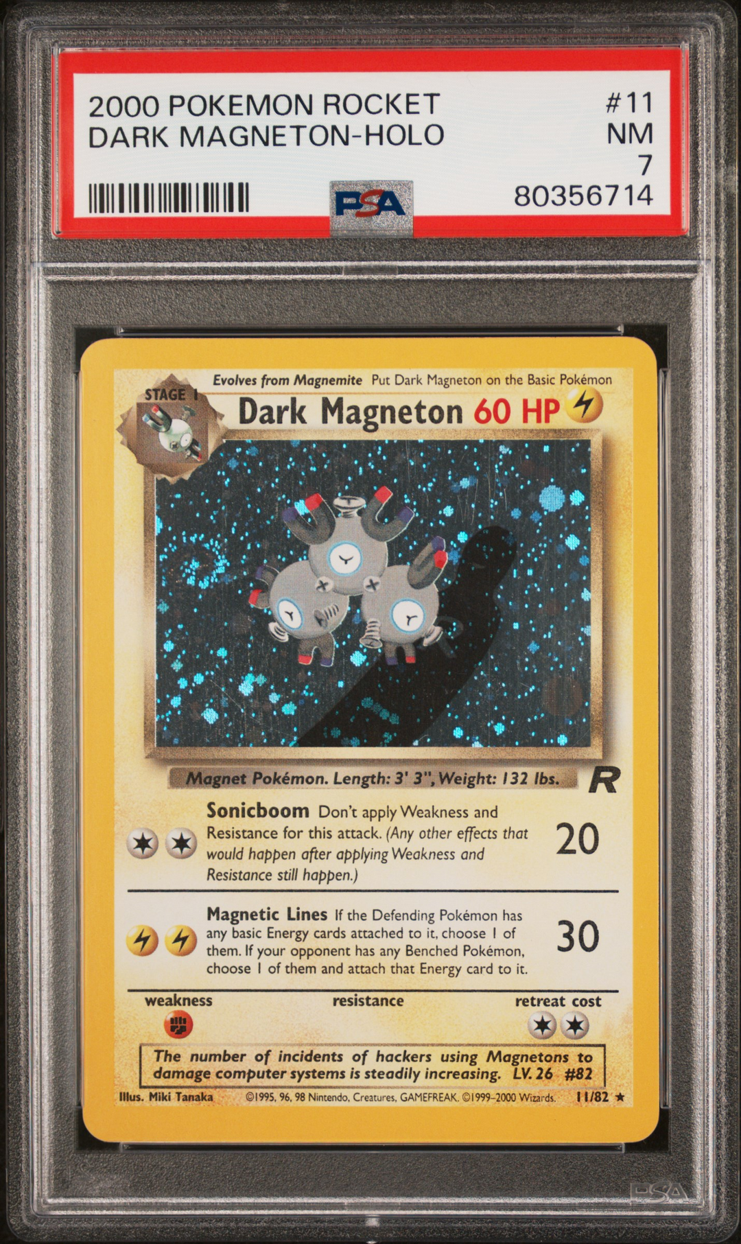 Dark Magneton Holo #11 - 2000 Pokemon Rocket PSA 7