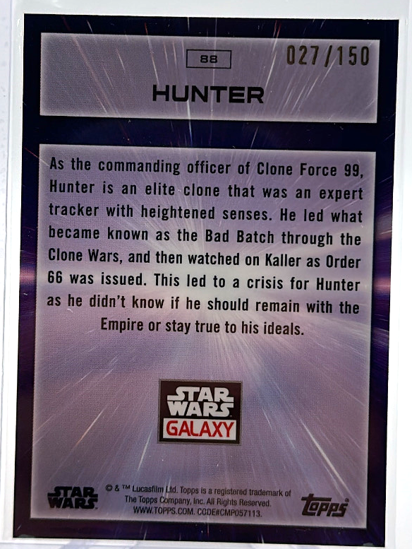 2022 Topps Star Wars Galaxy - Hunter 88 - Cracked Ice /150