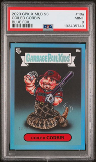 2023 Topps GPK X MLB S3 Baseball - Coiled Corbin 19a - Blue Foil /25 - PSA 9