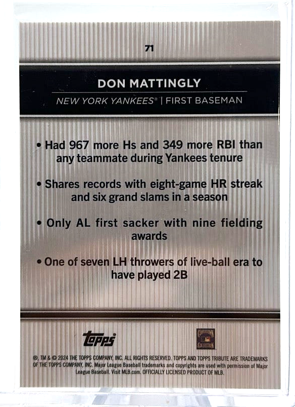 2024 Topps Tribute - Don Mattingly 71 - Base Black 1/1