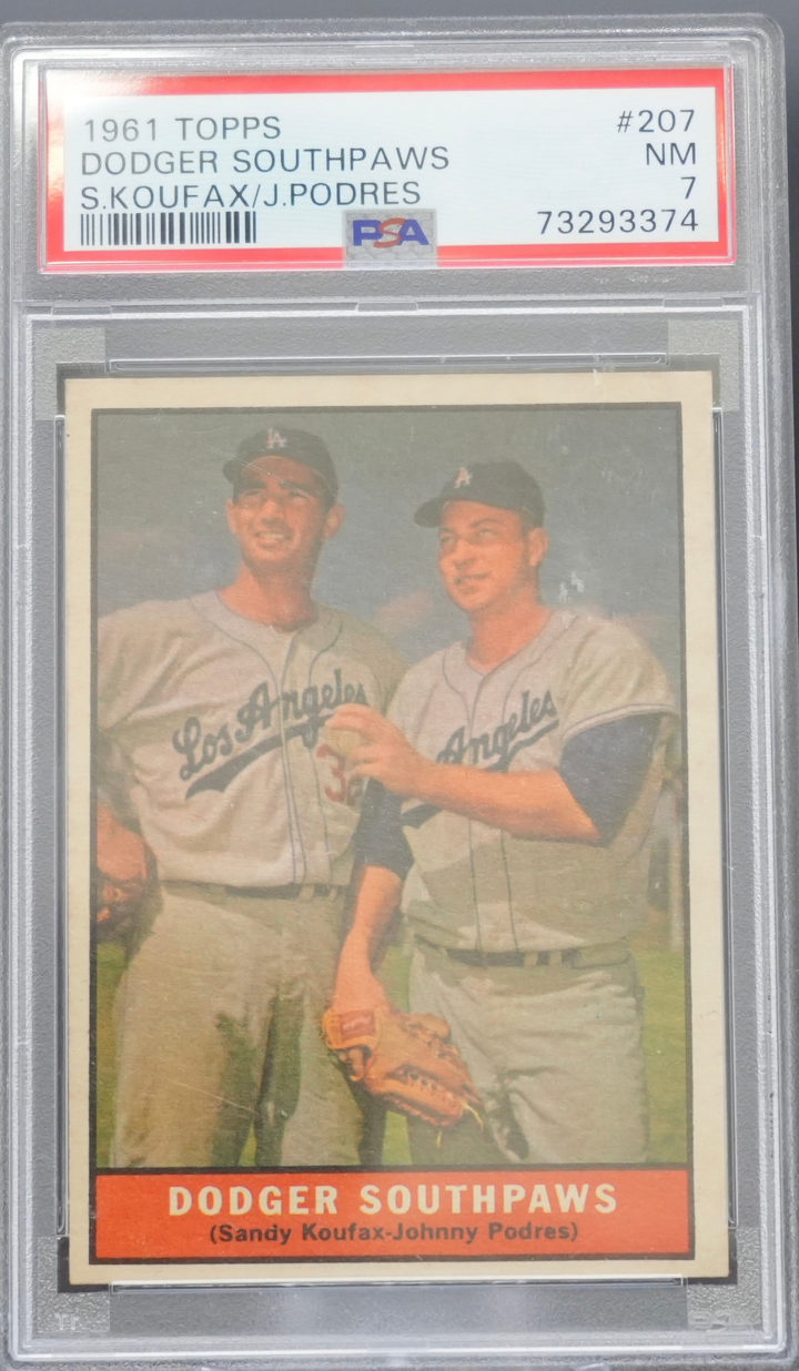 1961 Topps - Dodgers Southpaws - Sandy Koufax Johnny Padres - PSA 7