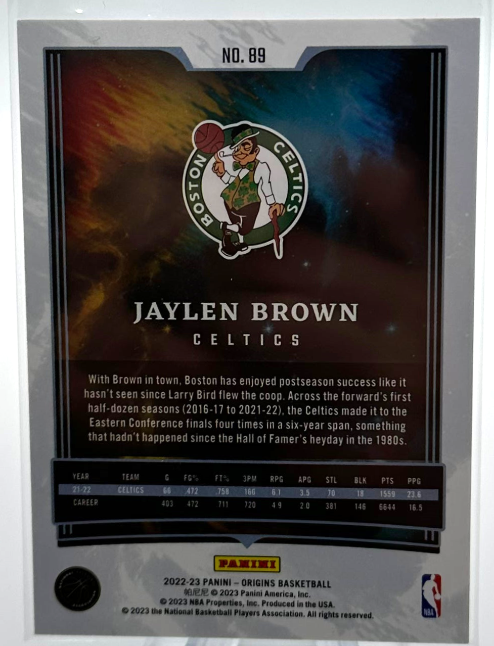 2022-23 Origins Basketball - Jaylen Brown 89 - Blue /25