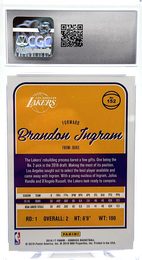 2016-17 Panini Donruss - Brandon Ingram 152 - Yellow Holo Laser /25 - CGC 9.5