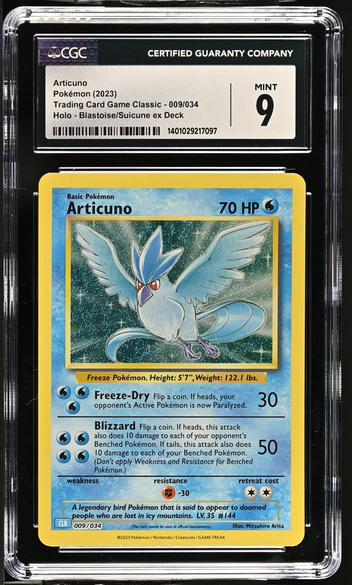 Articuno 009/034 Trading Card Game Classic - CLV, CLC, CLB  Blastoise & Suicune ex Deck CLB - 2023 Pokemon - CGC 9