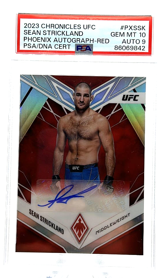 2023 Panini Chronicles UFC - Sean Strickland PXSSK - Phoenix Auto Red  - PSA 10 / 9