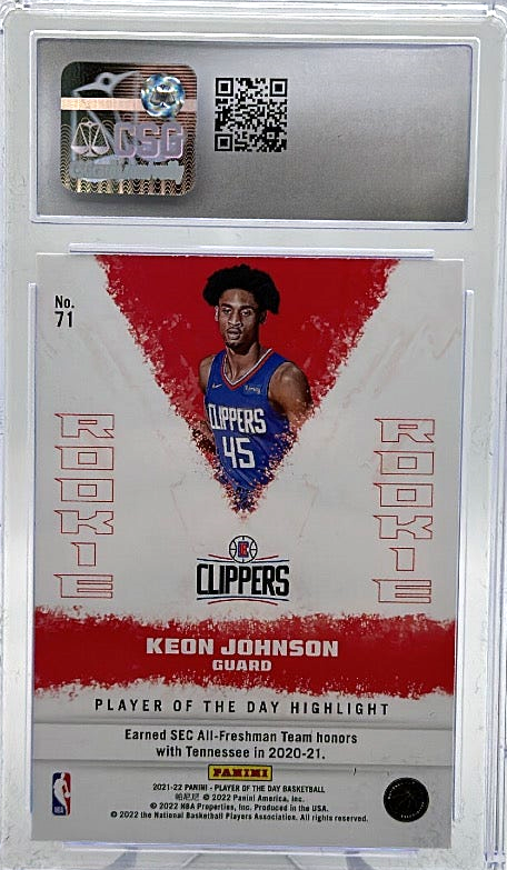 2021-22 Panini Player of the Day - Keon Johnson 71 - Silver - CSG CGC 9