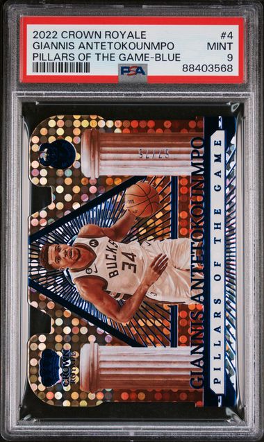 2022 Panini Crown Royale - Giannis Antetokounmpo - Pillars Of The Game Blue /75 - PSA 9