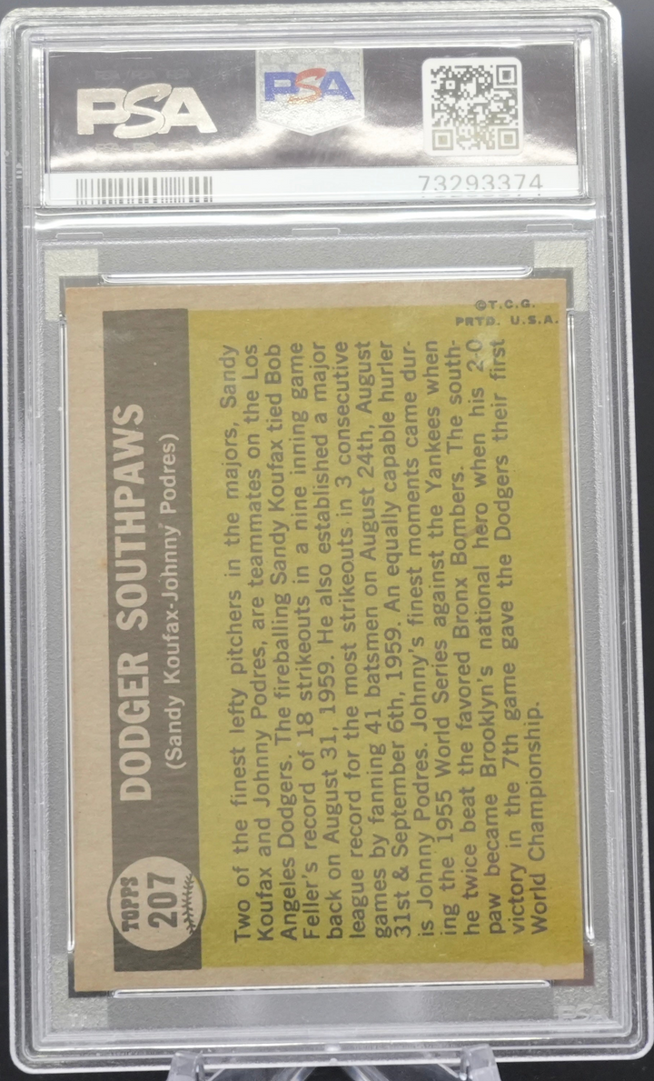 1961 Topps - Dodgers Southpaws - Sandy Koufax Johnny Padres - PSA 7