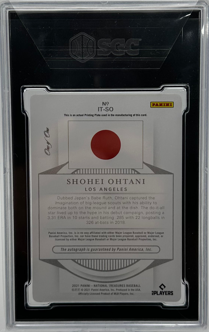 2021 Panini National Treasures Baseball - Shohei Ohtani IT-SO - Printing Plate Auto 1/1  - SGC 9 / 10