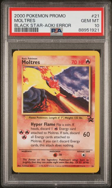 Moltres 21 - Black Star Promo Aoki Error - 2000 Pokemon - PSA 10