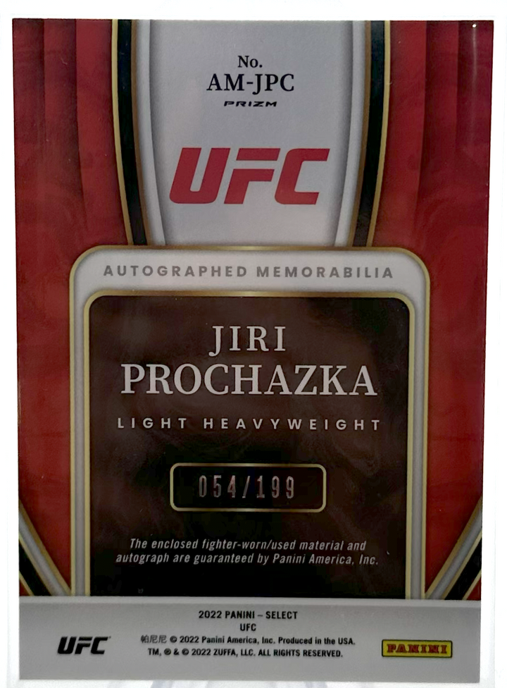 2022 Panini Select UFC - Jiri Prochazka AM-JPC - Auto Mem /199