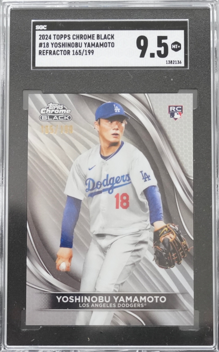 2024 Topps Chrome Black - Yoshinobu Yamamoto 18 - Refractor /199 - SGC 9.5