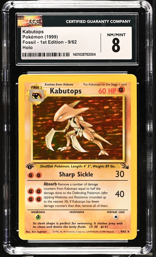 Kabutops - 9/62 - Fossil 1st Edition - 1999 Pokemon - CGC 8