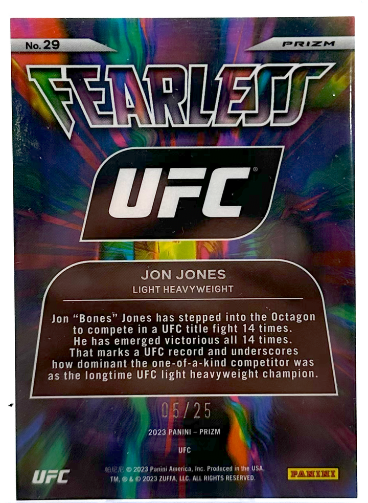 2023 Panini Prizm UFC - Jon Jones 29 - Fearless Mojo /25