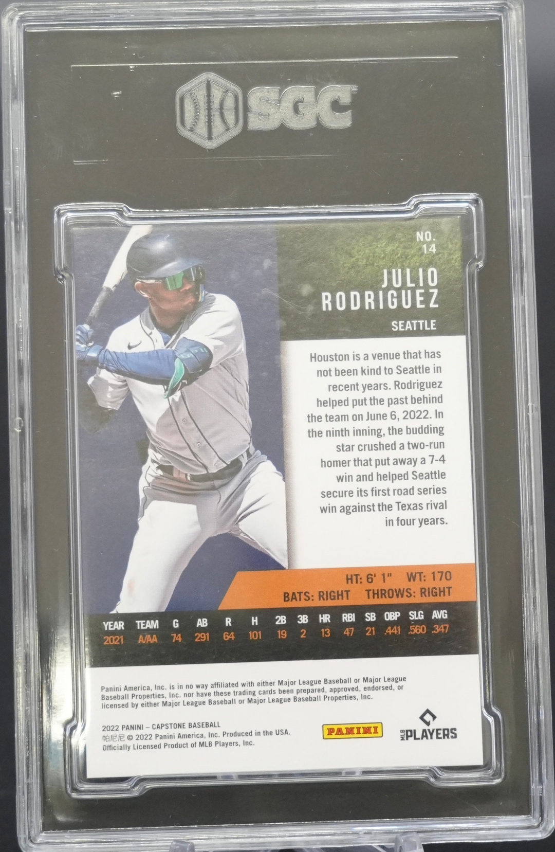 2022 Panini Capstone Baseball - Julio Rodriguez 14 - SGC 9.5