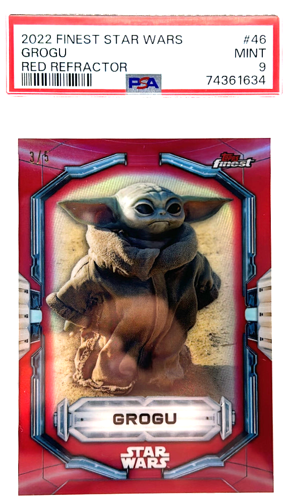 2022 Topps Finest Star Wars - Grogu 46 - Red Refractor /5 - PSA 9