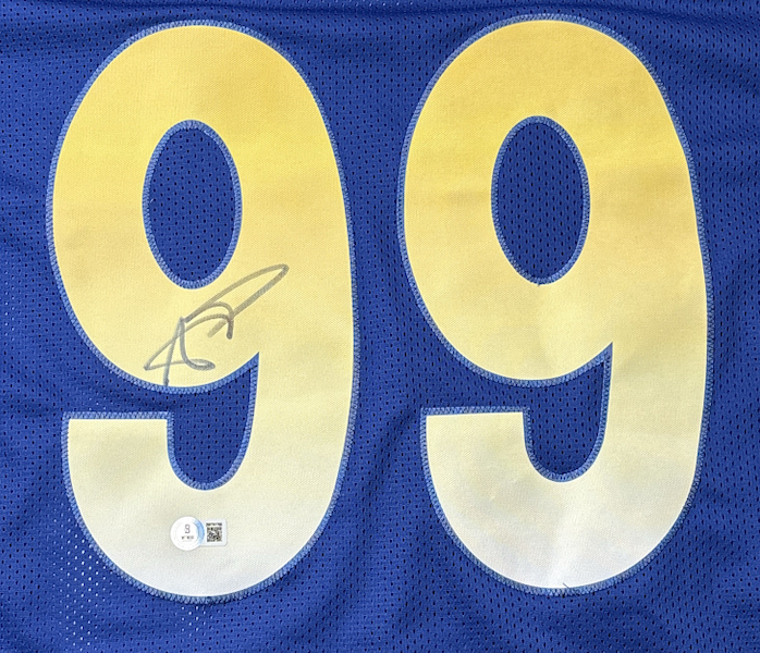 Aaron Donald Autographed Signed Blue Custom Jersey.  Beckett COA