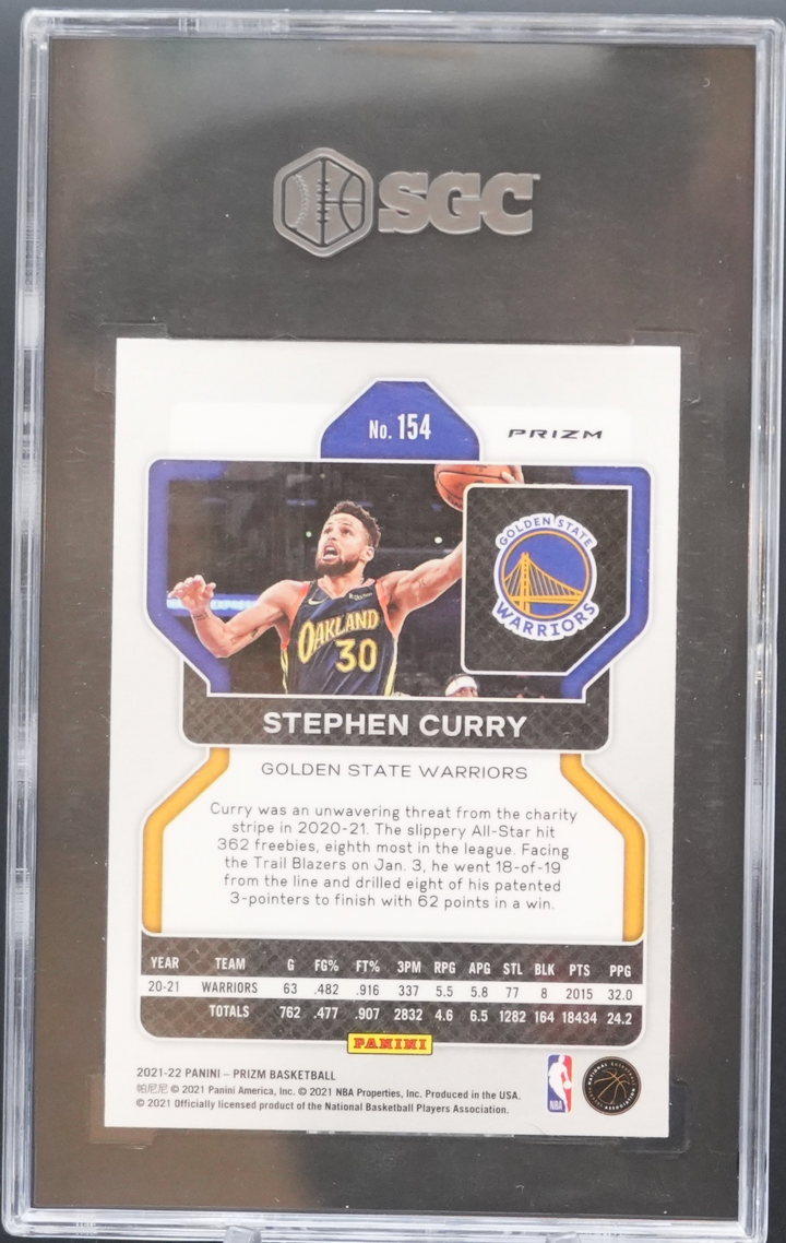 2021 Panini Prizm - Stephen Curry 154 - Orange Ice - SGC 10