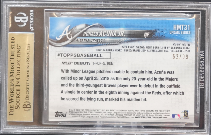 2018 Topps Chrome Update - Ronald Acuna Jr HMT31 - X-Fractors /99 - BGS 9.5