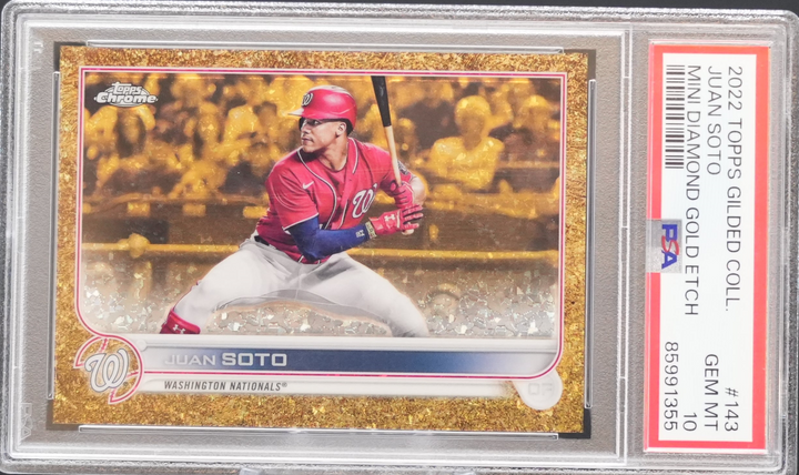 2023 Topps Gilded - Juan Soto 143 - Mini Diamond Gold Etch /50 - PSA 10