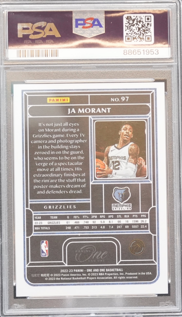 2022 Panini One and One  - Ja Morant 97 - Pink Fotl /6 - PSA 9