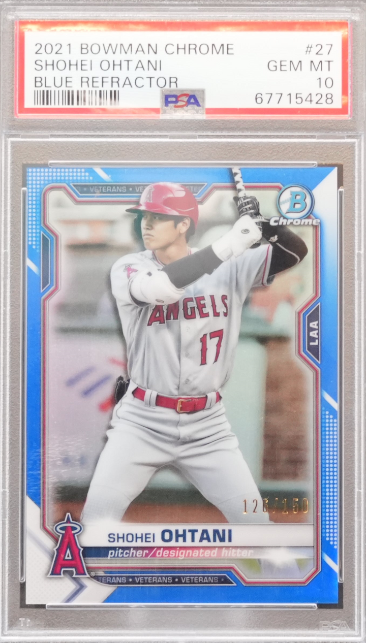 2021 Topps Bowman Chrome - Shohei Ohtani 27 - Blue Refractor /150 - PSA 10