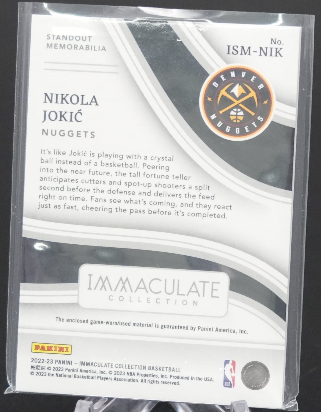 2022-23 Panini Immaculate Basketball - Nikola Jokic ISM-NIK  - Standout Memorabilia /99