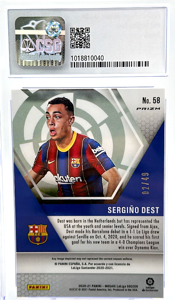 2020-21 Panini Mosaic La Liga - Sergino Dest 58 - Purple /49 - CSG 9