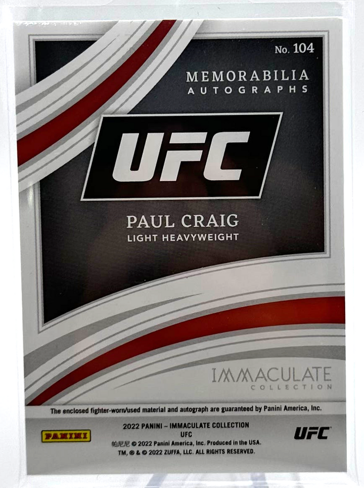 2022 Panini Immaculate UFC - Paul Craig 104 - RPA Red /49