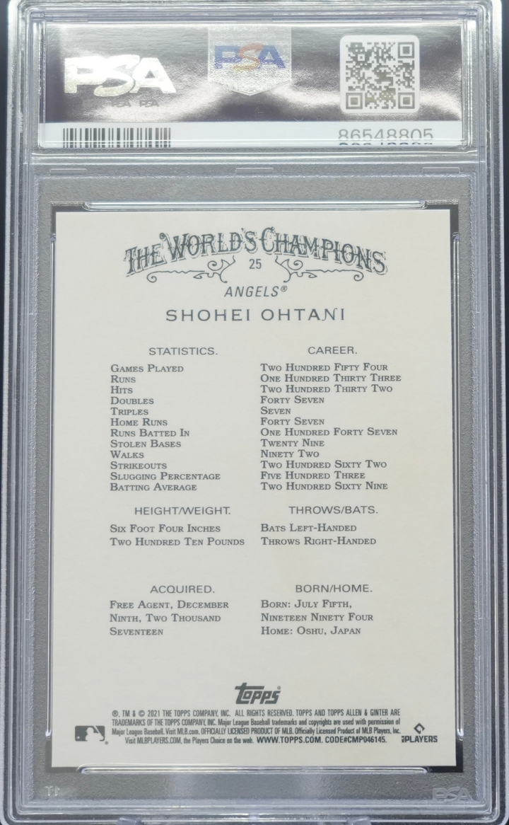 2021 Topps Allen & Ginter - Shohei Ohtani 25 - PSA 10