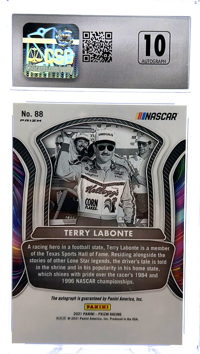 2021 Panini Prizm - Terry Labonte 88 - Signatures - CSG CGC 10 / 10