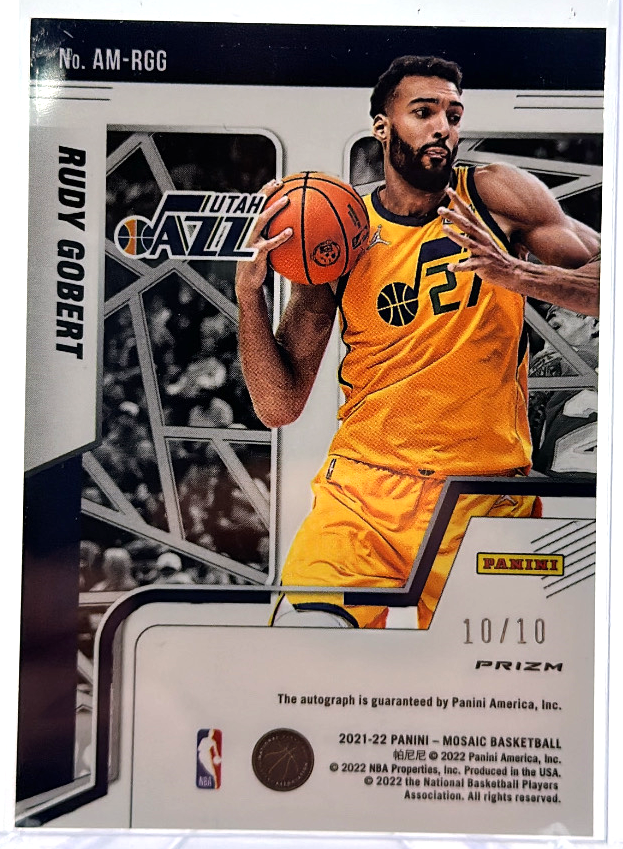 2021-22 Panini Mosaic Basketball - Rudy Gobert AM-RGG - Gold Mosaic Autographs