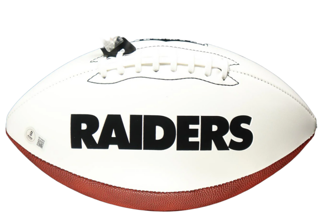 Geno Smith Autographed Raiders NFL Authentic Logo Football (Beckett) With Acrylic Case