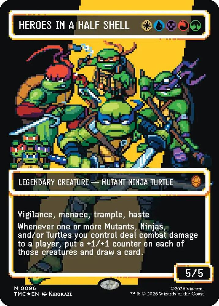 Heroes in a Half Shell (0096) (Borderless) (Surge Foil) - Commander: Teenage Mutant Ninja Turtles (TMC)