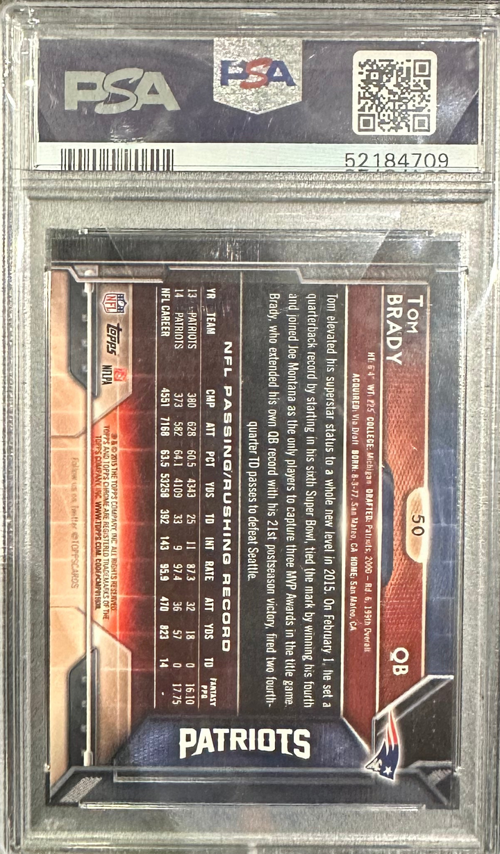 2015 Topps Chrome - Tom Brady 50 - Refractor - PSA 9