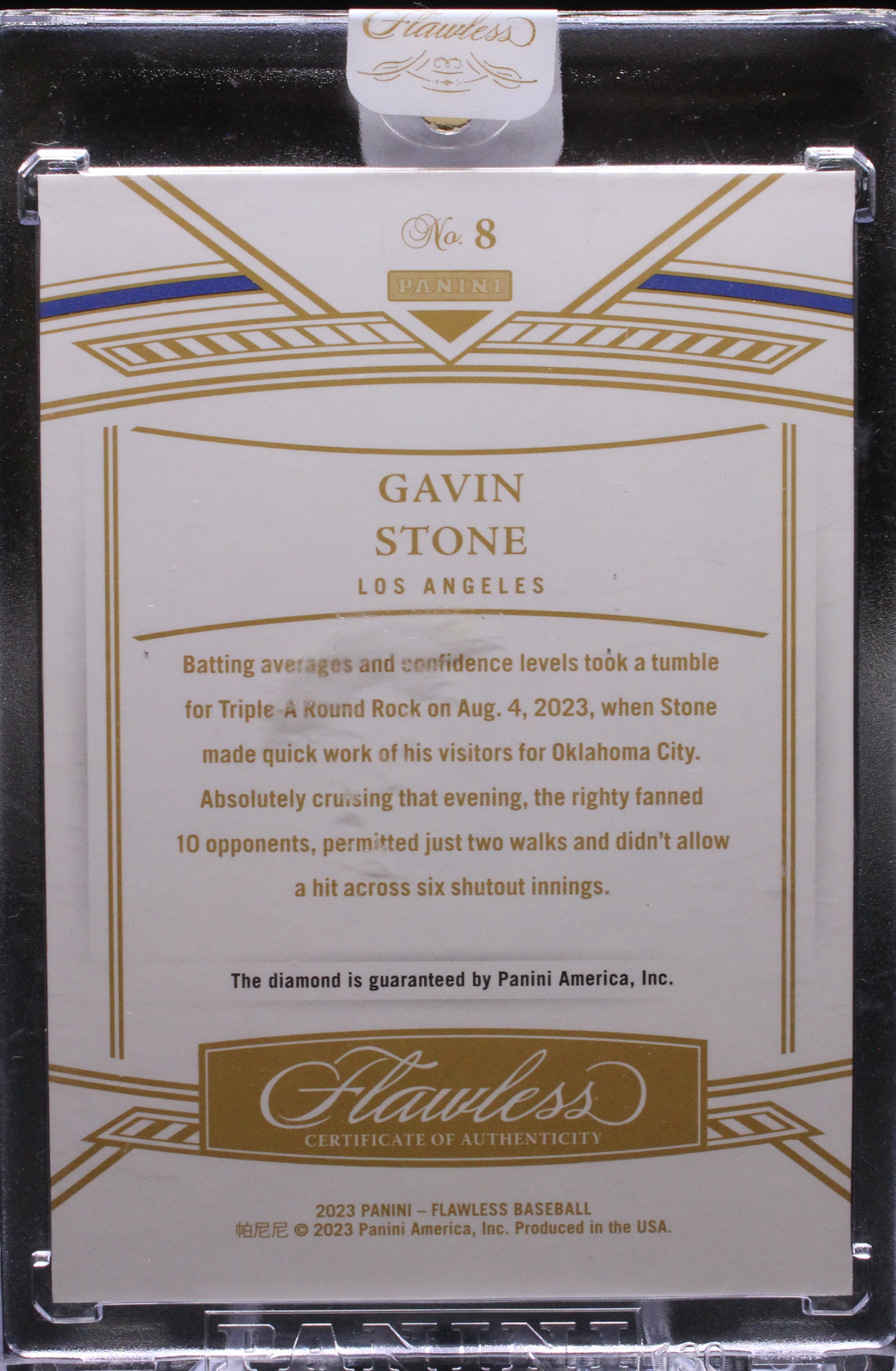 2023 Panini Flawless Baseball - Gavin Stone 8 - Diamond /10