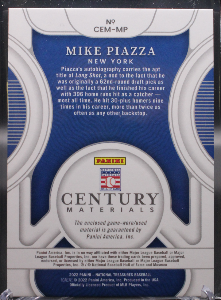 2022 Panini National Treasures Baseball - Mike Piazza CEM-MP - Century Materials /25