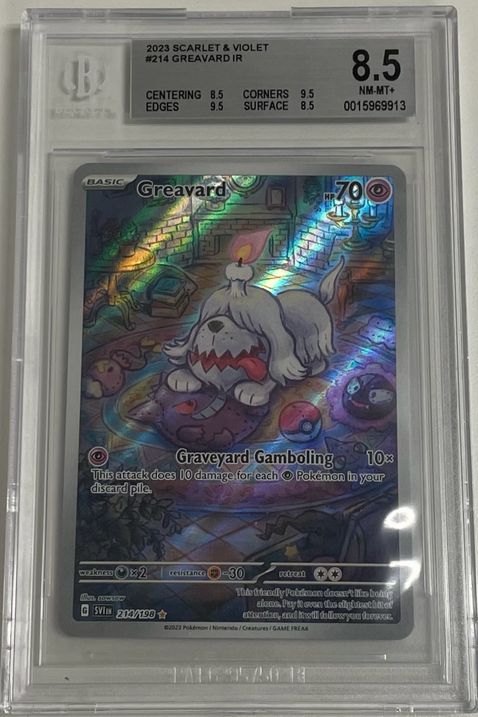 Greavard 214/198 - Scarlet & Violet Base - 2023 Pokemon - BGS 8.5