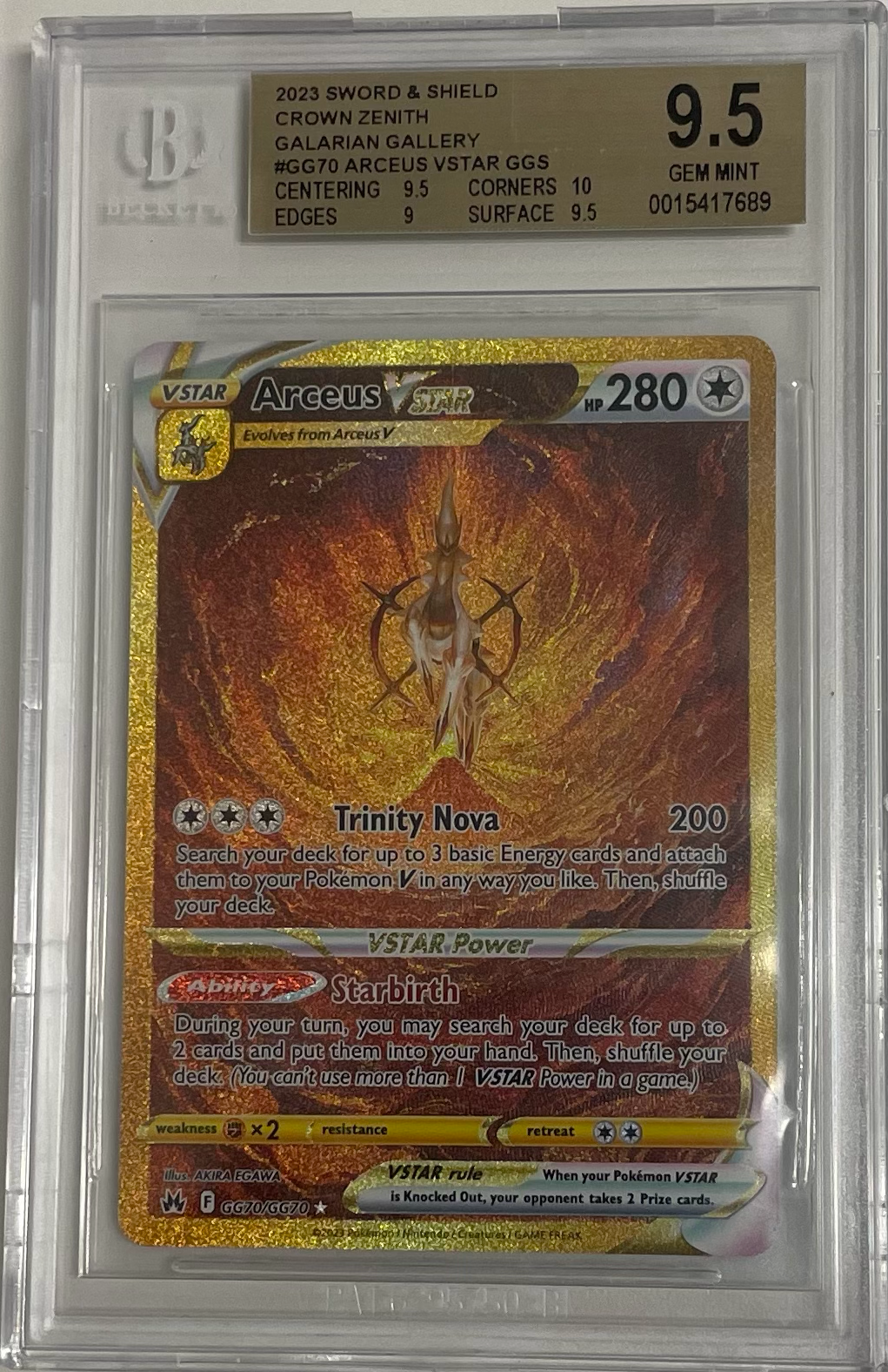 Arceus VSTAR GG70/GG70 - Sword & Shield: Crown Zenith - 2023 Pokemon - BGS 9.5