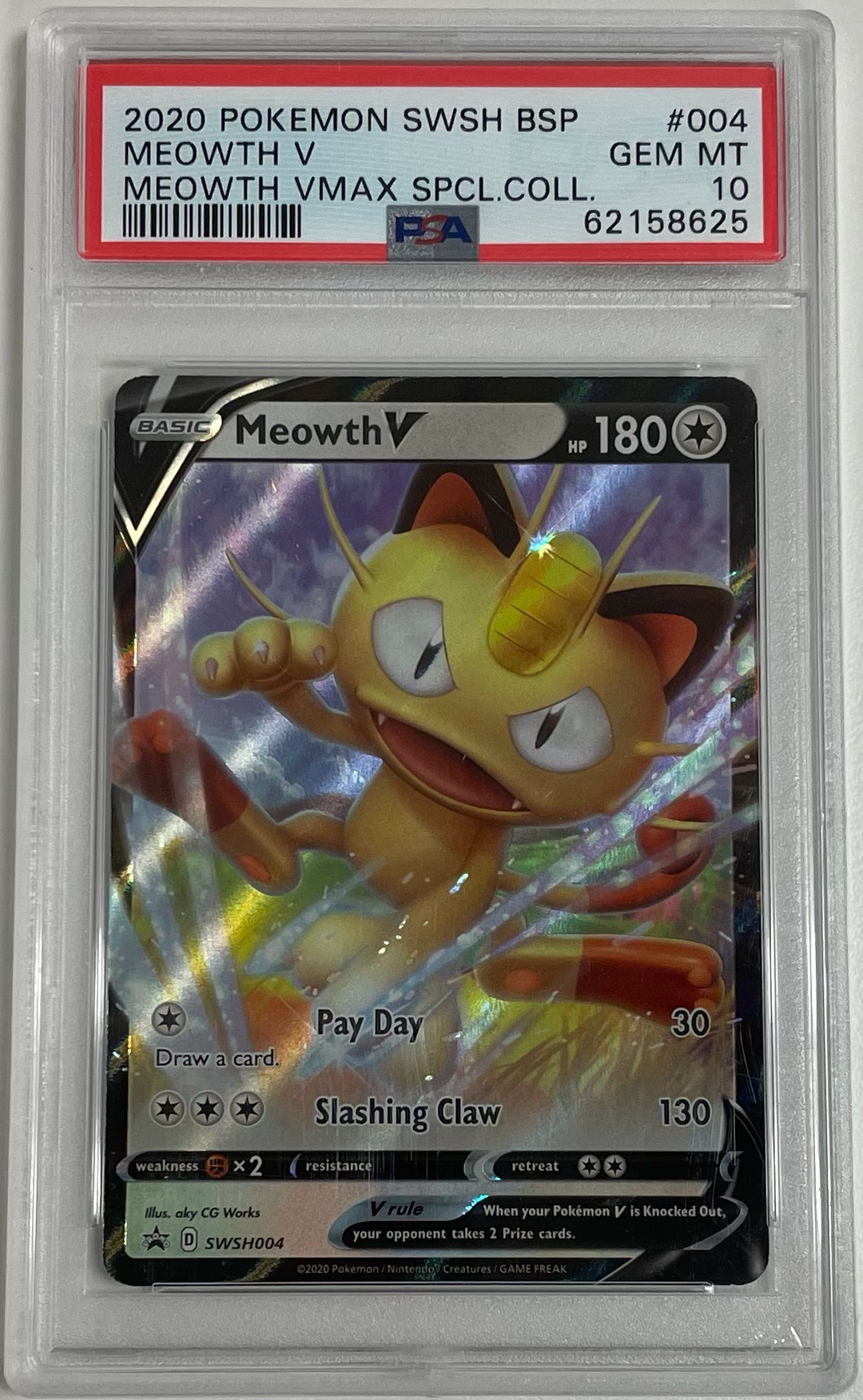 Meowth V SWSH004 - Black Star Promo - 2020 Pokemon - PSA 10