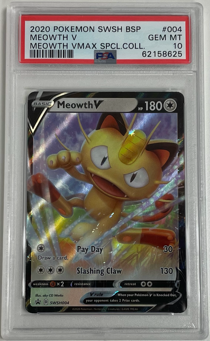 Meowth V SWSH004 - Black Star Promo - 2020 Pokemon - PSA 10