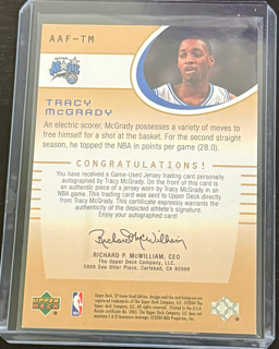 2004 SP Game Used Edition Basketball - Tracy Mcgrady AAF-TM Patch Auto /100