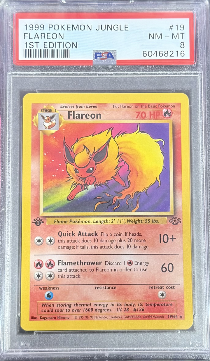 Flareon #19 Jungle 1st Edition Non Holo - 1999 Pokemon - PSA 8