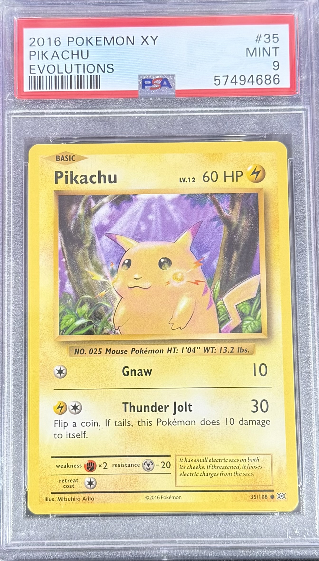 Pikachu #35 Evolutions - 2016 Pokemon XY - PSA 9