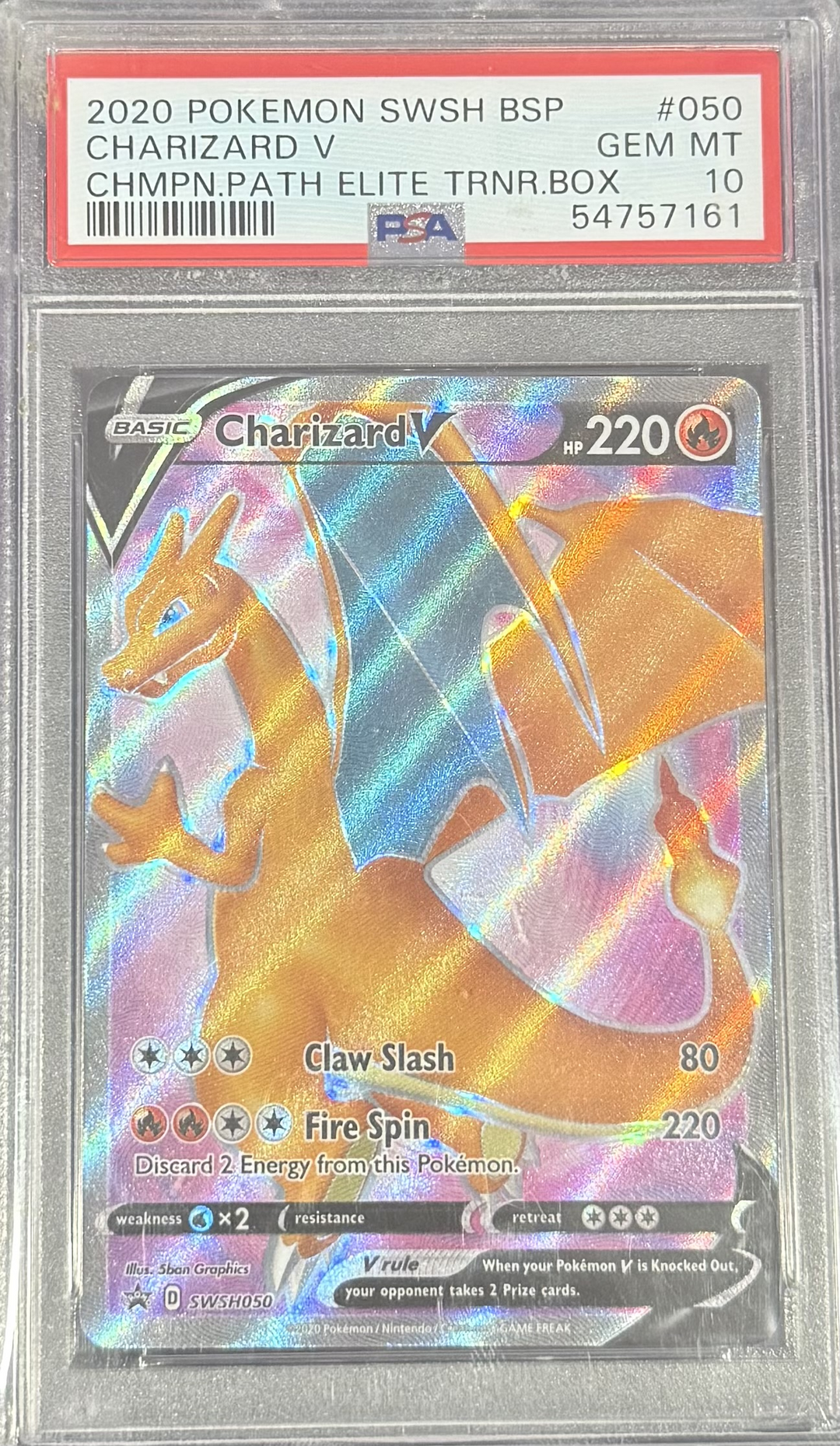 Charizard V #050 CHMPN.PATH ELITE TRNR.BOX - 2020 Pokemon SWSH BSP - PSA 10