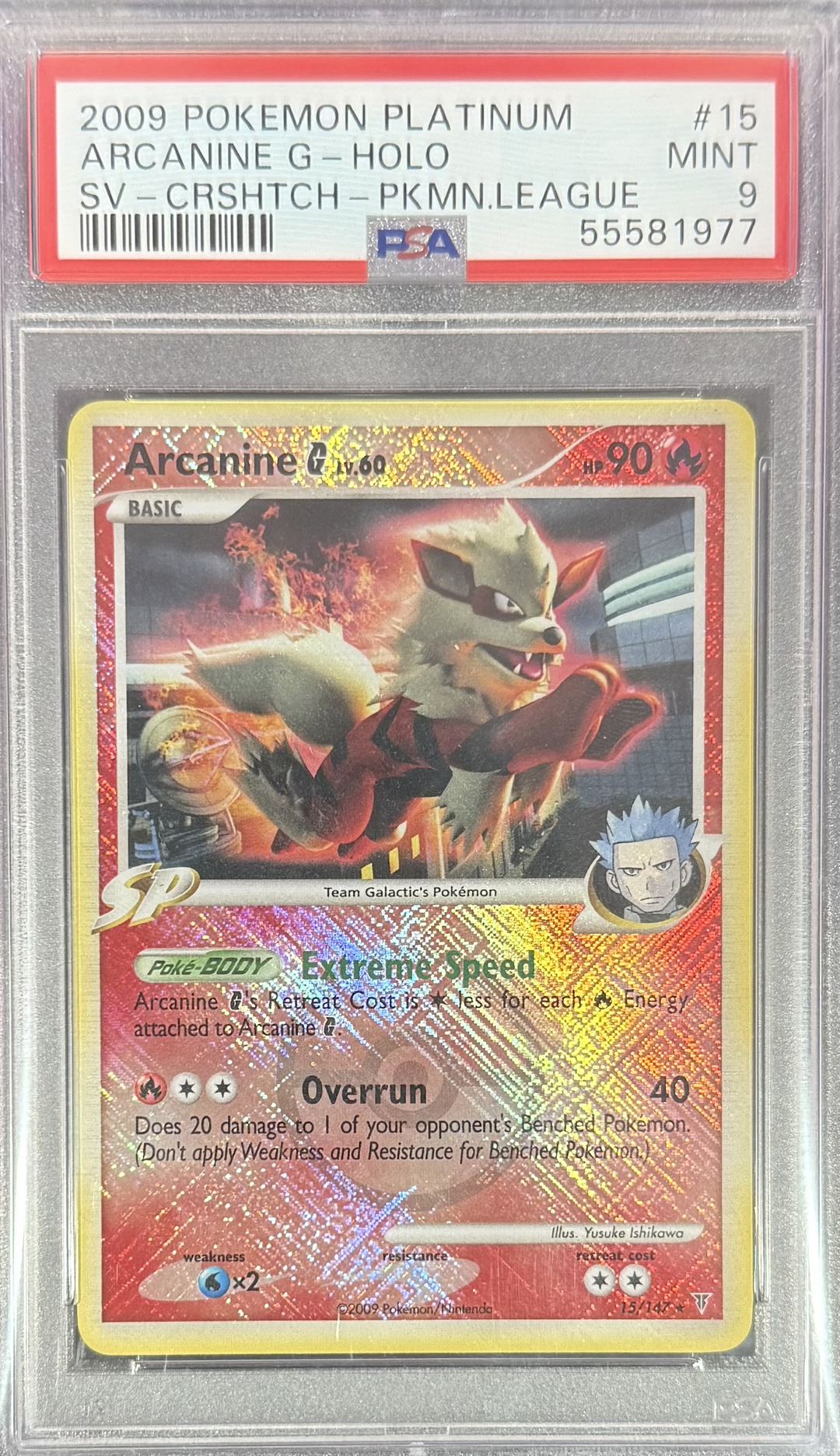 Arcanine G #15 SV - CRSHTCH - PKMN.LEAGUE - 2009 Pokemon Platinum - PSA 9