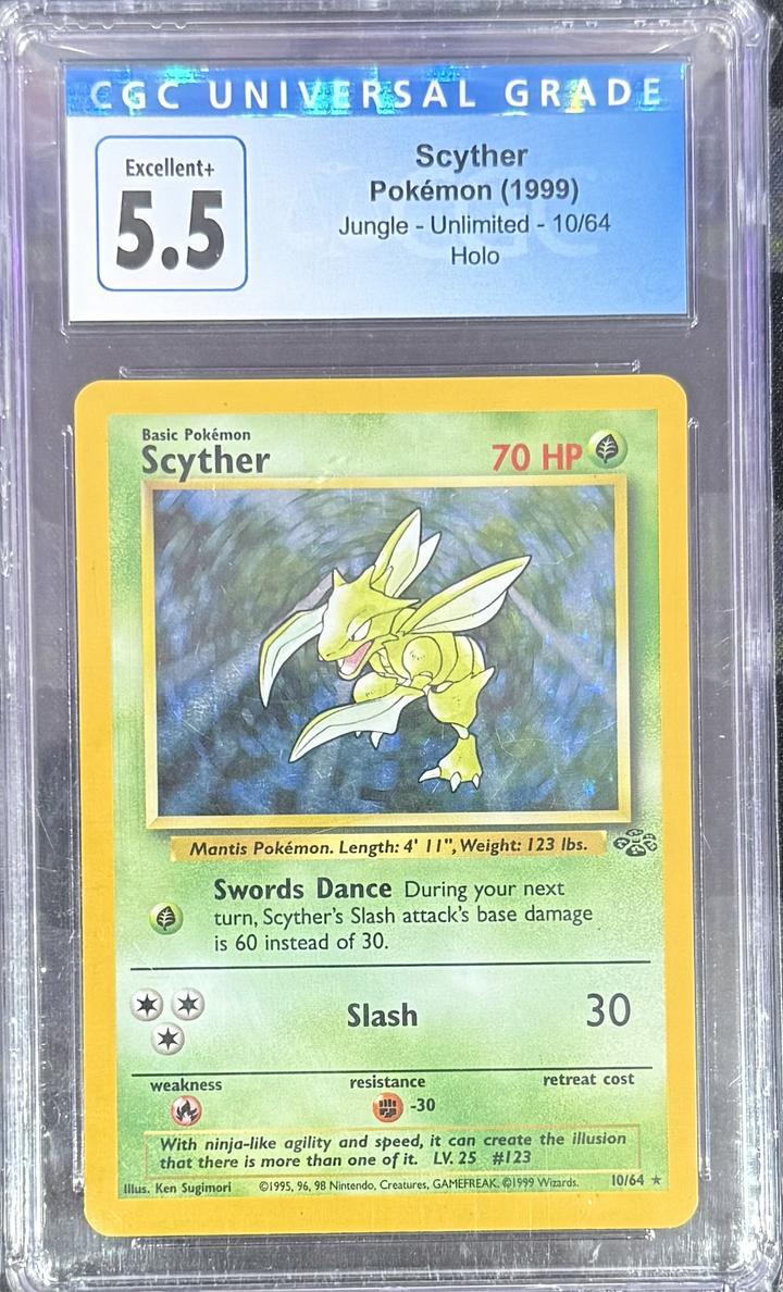 Scyther - Pokemon (1999) - Jungle - Unlimited - 10/64 - Holo CGC 5.5