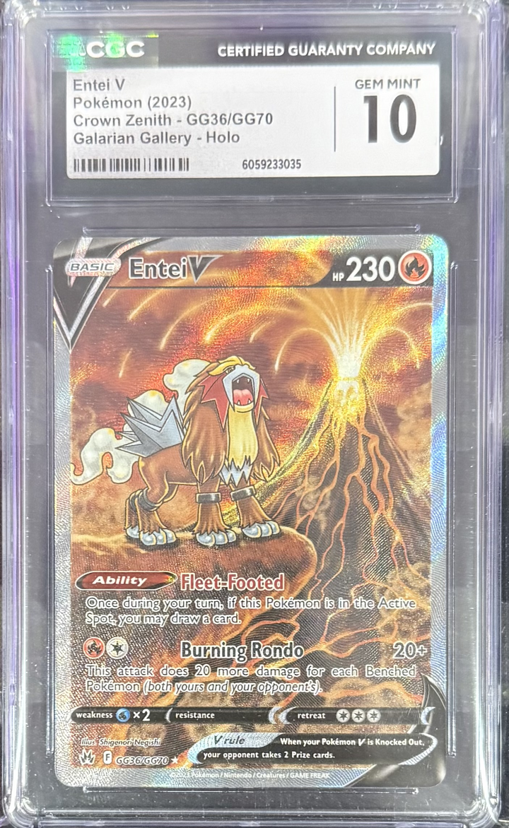 Entei V GG36/GG70 Crown Zenith - 2023 Pokemon - CGC 10